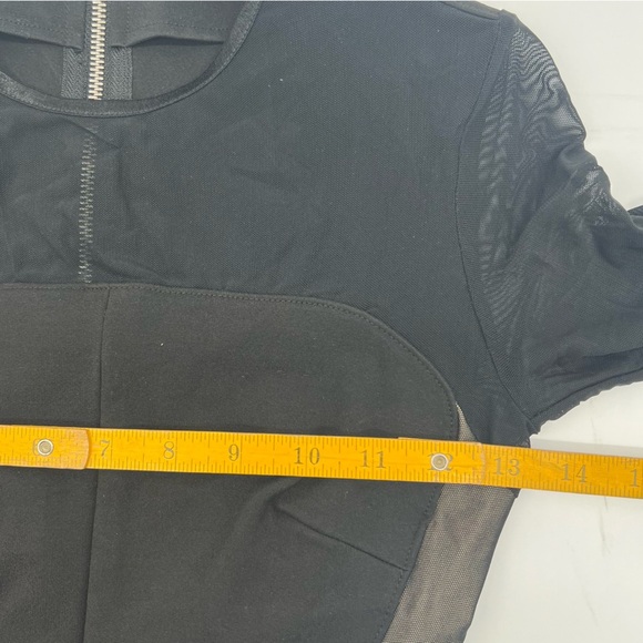 Torn by Ronny Kobo Black Long Mesh Sleeve Peplum Bodycon Dress Size Small - Picture 8 of 11